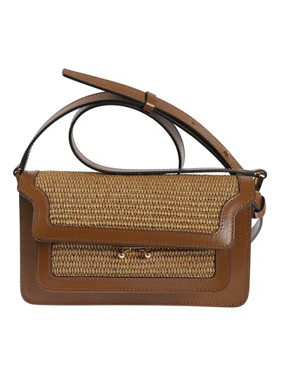 Marni Weave Flap Shoulder Bag In Brown