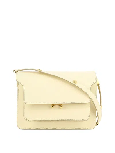 Marni White Adjustable Shoulder Handbag With Inner Zip Pockets For Women In Ss24 Collection In Neutral