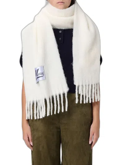 Marni White Alpaca Scarf In Red