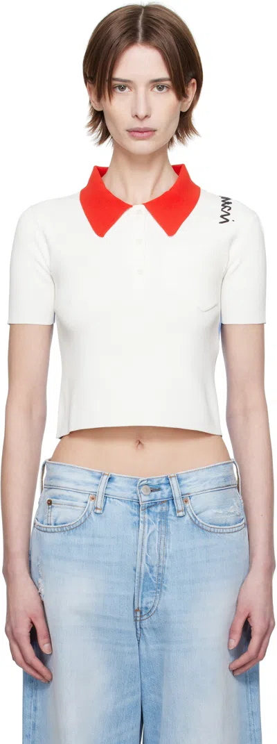 Marni White & Blue Technical Viscose Polo In Blw01 Lily White