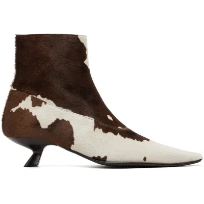 Marni White & Brown Cow-print Ponyhair Cindi Boots