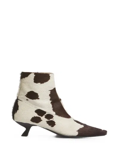 Marni White And Brown Cow-print Ponyhair Cindi Boots In Multi