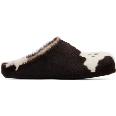 Marni White & Brown Fussbett Sabot Slip-on Loafers In Multi
