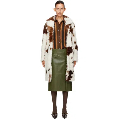 Marni White & Brown Lambskin Shearling Coat In Multi