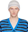 Marni White & Gray Striped Mohair Beanie In Rgn02 Tonic
