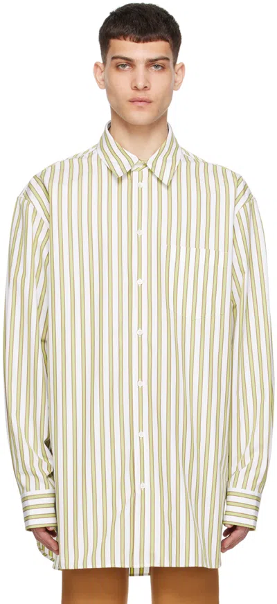 Marni White & Yellow Striped Shirt In Sty48