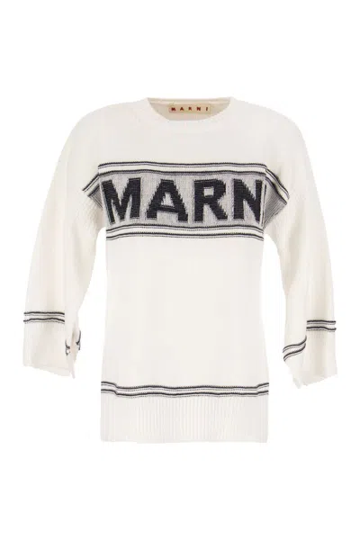 Marni White Asymmetric Cotton T-shirt For Women