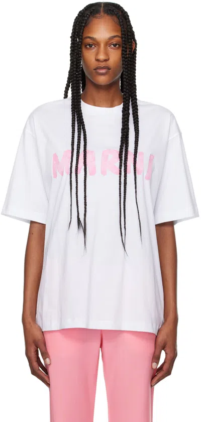 Marni T-shirt Mit Logo-print In White