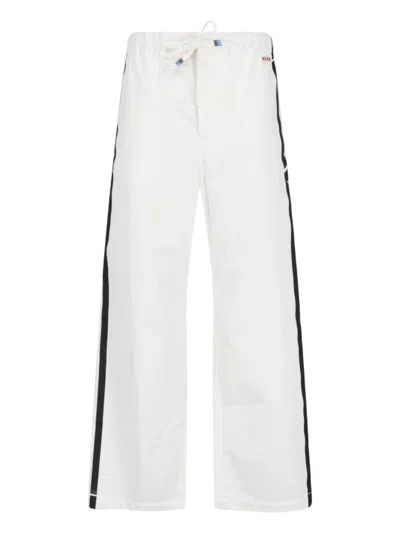 MARNI WHITE BRUSHSTROKE STRIPE POPLIN PANTS