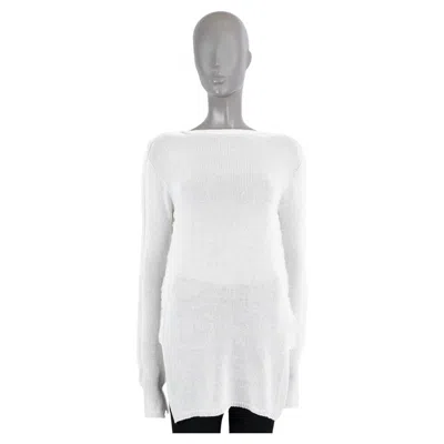 Pre-owned Marni White Cotton 2021 Rip Details Sheer Long Sweater 44 L