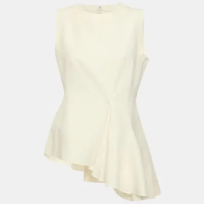 Pre-owned Marni White Cotton And Linen Blend Asymmetric Top M