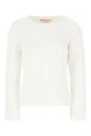 Marni Crew Neck Cotton Blend Sweater In Lily White