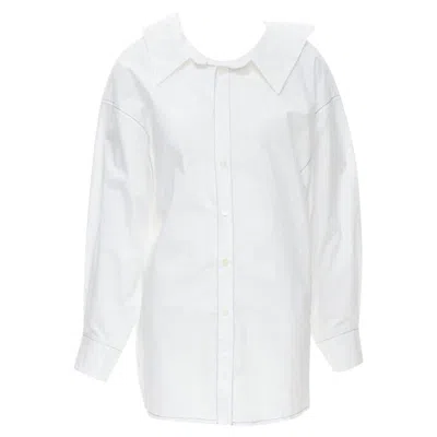 Pre-owned Marni White Cotton Blue Stitching Deconstructed Collar Oversized Shirt It36 Xs