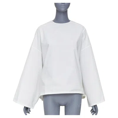 Pre-owned Marni White Cotton Crew Neck Wide Boxy Bell Sleeve Blouse Top It40 S