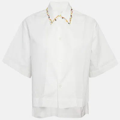 Pre-owned Marni White Cotton Embellished Cropped Shirt S