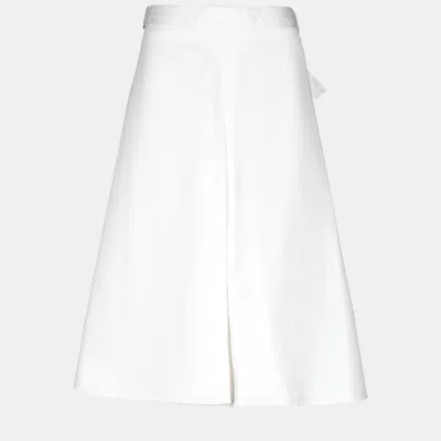 Pre-owned Marni White Cotton Flared Midi Skirt M (it 42)