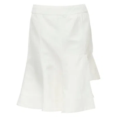 Pre-owned Marni White Cotton Linen Asymmetric Step Hem Pleated Flared Skirt It42 S