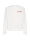 Marni Cropped White Sweater With Bold Chest Patch In White