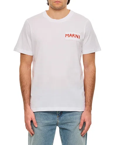 MARNI MARNI WHITE COTTON MINI LOGO T-SHIRT