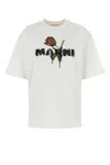 Marni White Cotton T-shirt With Tulip Print Women In White