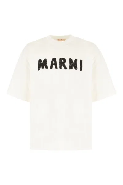 Marni White Cotton Oversize T-shirt In Lilywhite