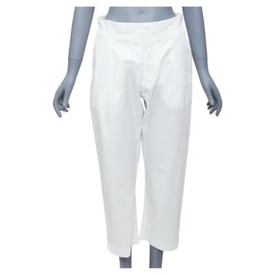 Pre-owned Marni White Cotton Pleated Front High Waist Cropped Pants It38 Xs