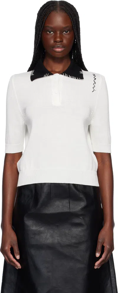 Marni Short Sleeve Knit Polo In Multi