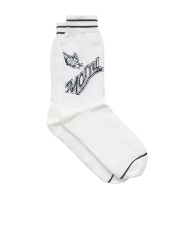 Marni White Cotton Socks With Wolf Detail