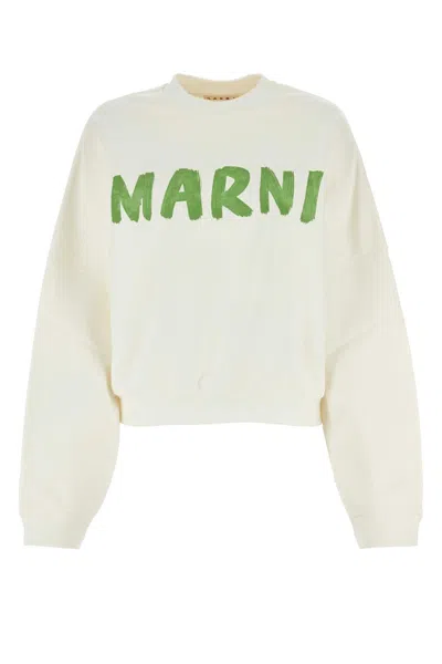 Marni White Cotton Sweatshirt In Neutral