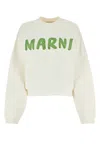 Marni Logo Cotton Sweatshirt In Naturalwhite