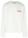 Marni Cropped White Sweater With Bold Chest Patch In Naturalwhite