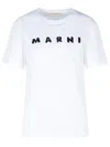 Marni Textured Logo T-shirt With Relaxed Fit In White