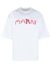 Marni Cotton T-shirt With Flocked Animal Alphabet Logo In White