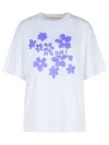Marni Tee With Logo Floral Print In Lily White