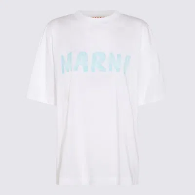 Marni Logo-stamp Cotton T-shirt In Lily White