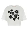 Marni White Cotton T-shirt With Daisy Garden Print In Lilywhite