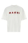 Marni Logo Cotton Oversized T-shirt In Lilywhite