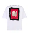 Marni White Cotton T-shirt With Fawn Print In Lily White