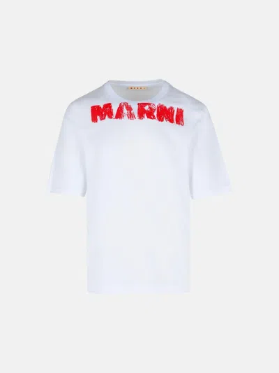 Marni White Cotton T-shirt With Maxi '' Print