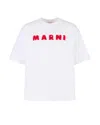 Marni White Cotton T-shirt With Mohair Patches