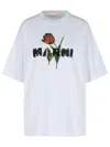 Marni White Crewneck T-shirt With Logo Lettering And Logo Print On The Front In White