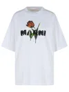 Marni White Crewneck T-shirt With Logo Lettering And Logo Print On The Front In White