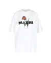 Marni T-shirt In Cotone Bianco Con Stampa Tulipani In White