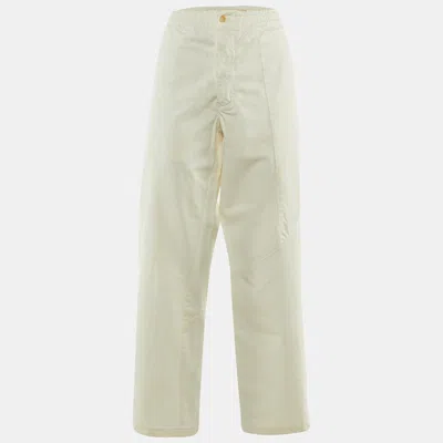 Pre-owned Marni White Cotton Tapered Fit Trousers L