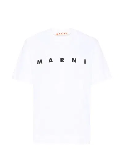 Marni Kids' White Cotton T-shirt With Logo