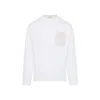 Marni Long-sleeved White Cotton T-shirt With Contrast Chest Pocket In White