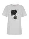 Marni White Crewneck T-shirt With Floral Print With Logo On The Front In White