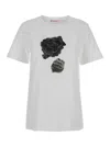 Marni White Crewneck T-shirt With Floral Print With Logo On The Front In White