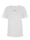 Marni White Crewneck T-shirt With Logo Patch On The Front In Cotton Woman