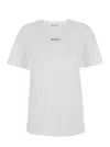 Marni White Crewneck T-shirt With Logo Patch On The Front In Cotton Woman